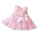 Arrowhunt Baby Girls Sleeveless Lace Plain Floral Tutu Dress with Bowknot Pink
