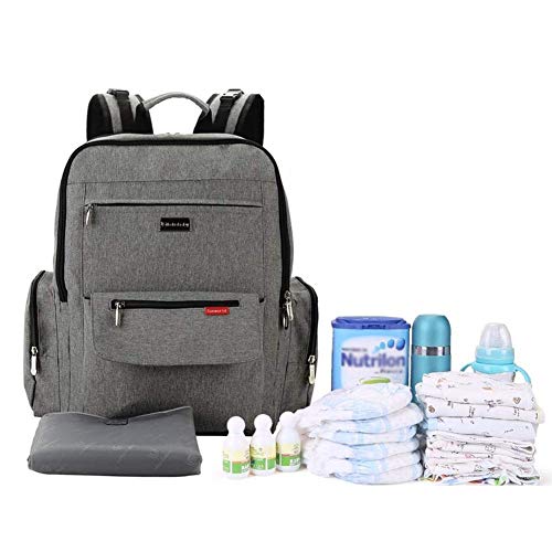 Preisvergleich Produktbild Oddity Multifunktions-Wickeltasche mit großer Kapazität, neutraler Stil, klassisch, grau, wasserfest, für Mama und Papa