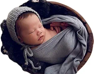 Fashion Cute Baby Photography Props Blanket Photo Shoot Outfits Newborn Luxurious Wrap Swaddle for Boys Girls Monthly Photography Shoot (Gray)