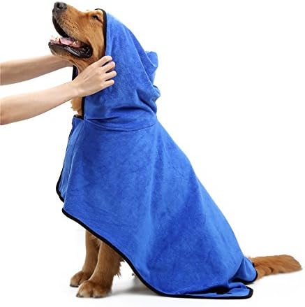 splink Dog Bathrobe Adjustable Microfiber Pet Robe, Quick Drying Soft Comfortable Luxurious Bath Towel for Dog Cat Puppy (L)
