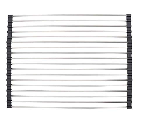 LXMY Gran tienda Collapsible Drain Stand Large Stainless Steel Racks Placed Fruit and Vegetable Insulation Pot Rack Two Colors Optional,Green,47cm*40cm (Color : Black, Size : 47cm*23.5cm)