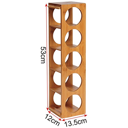 WOLTU RG9260br Bambus Weinregal Weinflaschenregal für 5 Flaschen Wein Stapelbar - 5