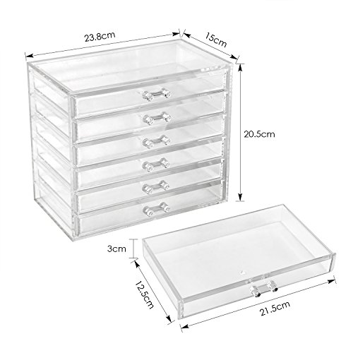 Femor Acryl Kosmetik Aufbewahrung Organizer Schubladen Standfächer (6 Schubladen) - 4