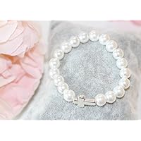 Armband mit Kreuz in silber farben Kommunion Konfirmation Firmung Perlenarmband Perlen Kommunionsarmband Kind Mädchen Junge verschiedene Farben