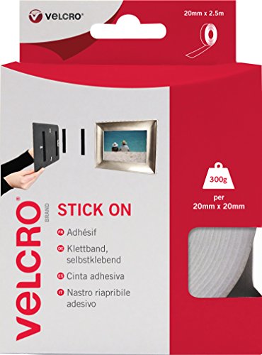VELCRO Brand Cinta adhesiva 20mm x 2.5m Blanco