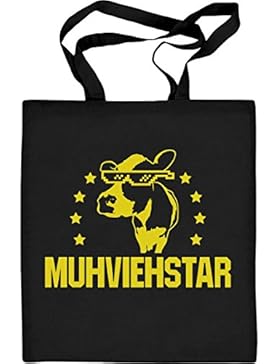 Cooles Muhviehstar Design mit Kuh Jutebeutel Baumwolltasche