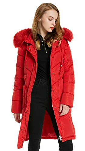 Romance Zone Abrigo de Algodón para Mujeres, Parka Invierno Chaqueta Acolchada Caliente Cazadoras De Plumas Calor Grueso Cremallera Manga Larga Trench Chaquetas con Capucha De Piel