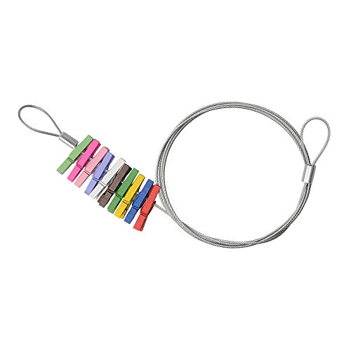 HAB & GUT (MC402) Fotoleine aus Stahl 120 cm mit 10 farbigen Mini-Holzklammern - 3