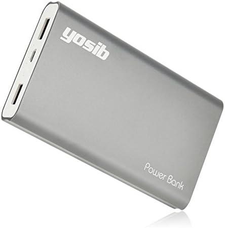 Portable Power Bank Real 10000mAh Dual 2 USB Output Ports Emergency External Battery Charger for iphone7 iPhone6s PSP tablets and More.yosib (Gray)