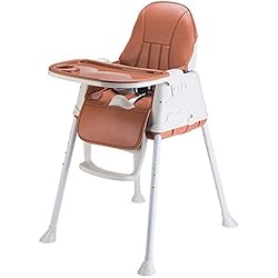 Rufun Trona para Bebé 3 en 1 Ajustable con Ruedas, Cinturón de Seguridad, Bandeja, Cojín (Marrón)