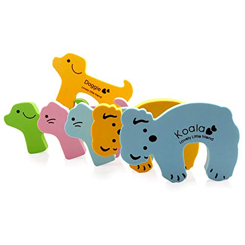 SwirlColor 6 Piezas de Finger niños encantadores Seguridad Pinch animal de la historieta seguridad del bebé de la puerta Protector Stopper Niños Puerta Jammer parada de puerta Guardia Set