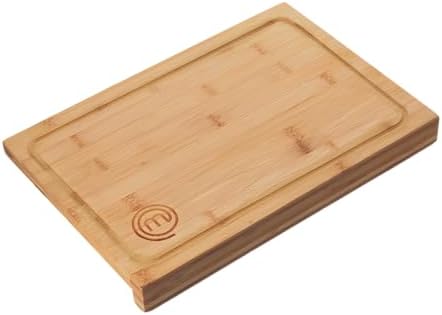 MasterChef Tagliere da Cucina in Legno, Grande con Bordi, per Piano Lavoro Cucina, per Pane, Pizza, Aperitivo, e altro, Bambu, Accessori Cucina con Scanalatura del Succo