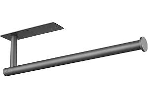 Eolax Barra Porta Carta Assorbente, Barra Porta Carta da Cucina Sottopensile, Barra Porta Asciugatutto, per Cucina, Autoadesivo o Si Installa su Parete Praticando Fori, Acciaio Inox SUS304, Grigio