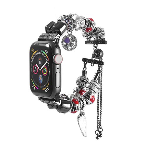 Preisvergleich Produktbild Mumuj Metall Armband, Schmuck Armreif Uhrenarmband Gliederarmband Kristall Strass Schmuck Armreif Uhrenarmband Edelstahlband Zubehör Für Apple Watch Serie 1 / 2 / 3 / 4 42 / 44mm (C)