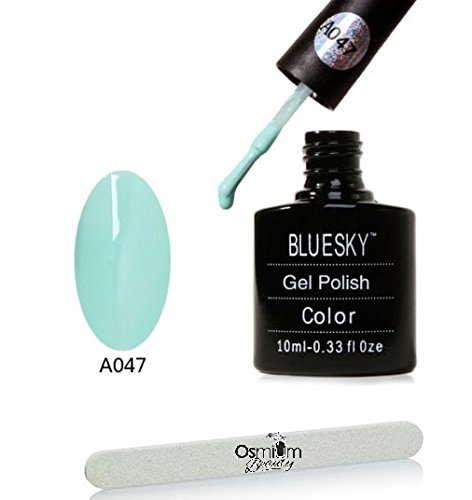 Bluesky UV / LED Curing 14 Day Gel Nail Polish - A Soak Off Manicure System - Applies Like Nail Polish, Wears Like Nail Gel. Soaks Off In Acetone. Perfect For Home & Professional Nail Salon Use - Gel Shade 'Menal Mint' A47 With Free Nail File