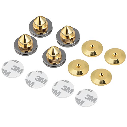 Aramox 4 pièces Spikes forets Coniques chromé Set de Pointes Haut-Parleur pour hautparleurs Hi-FI