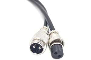 BAYZCONN 3.28 ft GX16 2 poli maschio a testa femmina cavo aviazione, GX16 2pin femmina a maschio cavo elettrico pannello pannello di montaggio circolare metallo aeronautico adattatore cavo per navi 18AWG