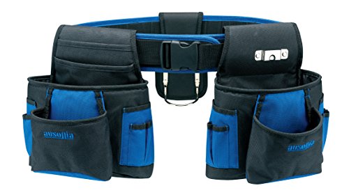 Ausonia - Doppia borsa da carpentiere elettricista completa di cintura e porta martello