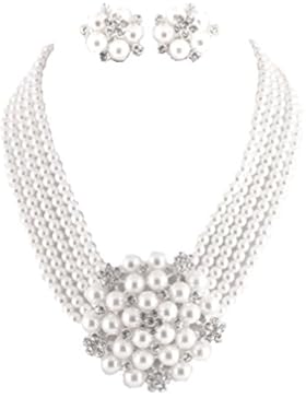 Audrey Hepburn Schmuckanthony Hochzeit Braut Schmuckset Set Kette Choker Clip On Clips Ohrringe Ohrclips Perlen...