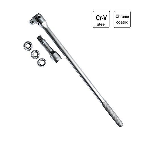 S&R Steckgriff SET 3/4″ 600 mm, Ø 20 mm mit Nüsse 17″,19″,21″: Kraft-Gelenkgriff 3/4″ mit Verlängerung und 3 Steckeinsätze 17″, 19″, 21″ ; Steck-Drehgriff Schiebegriff 600mm, Extra Belastbar – Ø 20 mm, Bruchfest, mattiert, INDUSTRIE QUALITÄT - 7