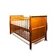 BEAUTIFUL NEW ANTIQUE PINE WOOD SLEIGH BABY COT BED / JUNIOR BED 3 IN 1 & LUXURIOUS QUALITY POCKET SPRING SPRUNG COTBED SAFETY MATTRESS 4'' - 10cm THICK 140/70/10cm