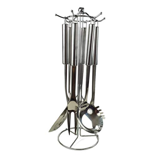 Frx Stylisches 7 Tlg Kchenhelfer Set Aus Edelstahl Mit Stnder Kochutensilien Kchenutensilien Kochbesteck Kelle Pfannenwender Schaumlffel Wender