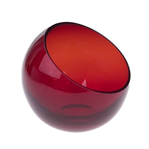 Glasvase, Deko Vase liegend mit schrägem Rand rot H.12cm, Ø 16cm Hendriks Deco