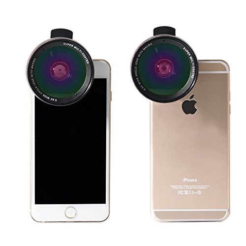 Clip-on-Phone-Lens-2-in-1-06x-Super-Ultra-Wide-Angle-Lens-125x-Macro-Lens-HD-For-Cell-Phone-Apple-iPhone-Android-Phone-iPad-Samsung-HTC-Nokia-Sony-Smartphones-Aluminum-Alloy-Optical-Glass-black-by-LC-