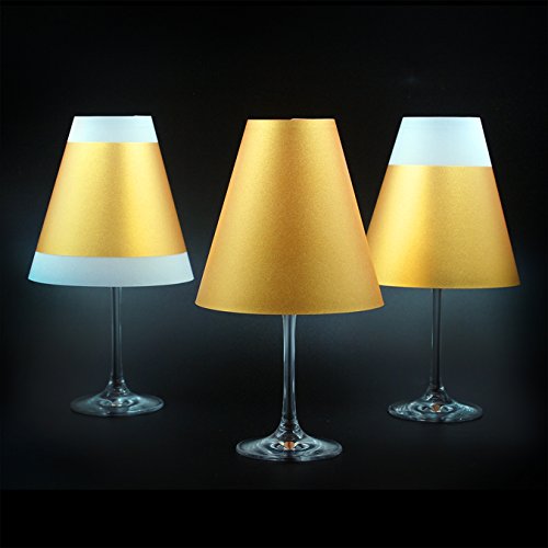 POETRY LIGHT · Goldene Lampenschirme für Weingläser mit Teelicht · aus Transparentpapier zum Zusammenstecken · Deko Lampenschirme im Handsiebdruck erstellt