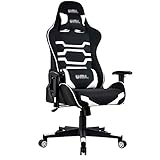 WADSYS Fauteuil Gamer/de Bureau Pro GT-Dossier inclinable-Style Racing/Automobile/Sportif-pour Travail sur Ordinateur-Similicuir-Red,Blanc