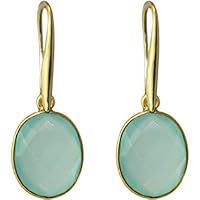 Gemshine Handmade - Ohrringe - Ohrhänger - Vergoldet - Chalcedon - Meeresgrün - 5 cm