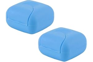 NUODWELL Soap Dish, 2 PCS Travel Waterproof Square Small Soap Box, Plastic, Blue, Leakproof
