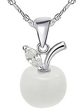 MESE London Weiße Perle Apfel Charm Halskette Eve's Apple Snow Weiß - Silber Elegante Perlen Kette - Elegante...