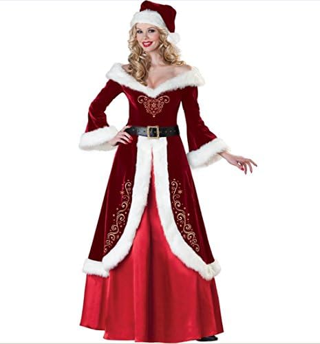 Hzz Women's Christmas Cosplay Costume Sexy Queen Style Long Fancy Dress, Red, One size