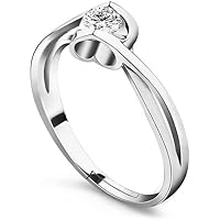 Anello In Argento Sterling Con Pietra A Cuore - Gioiello Regolabile Con Cristalli, Placcato Oro 14K - Foto 2