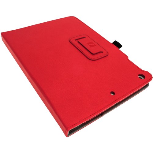 igadgitz Rot PU Ledertasche Hülle Folie für Apple iPad Air 2013 Mit Multi-Winkel Betrachtungs-stand + Auto Sleep/Wake + Displayschutzfolie - 2