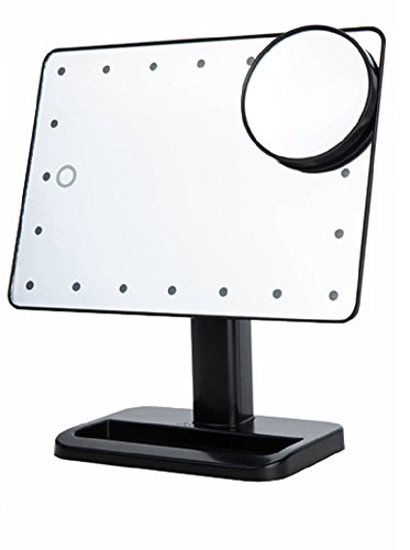 URAQT Makeup Spiegel mit Beleuchtung, 20 LEDs Profi Kosmetikspiegel Schminkspiegel Tischspiegel Standspiegel, 180 Grad freie Rotation Batteriebetrieben - 3