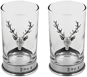 English Pewter Company Set of Stag Head Luxury hiball Spirit Gin Glasses [STAG103]
