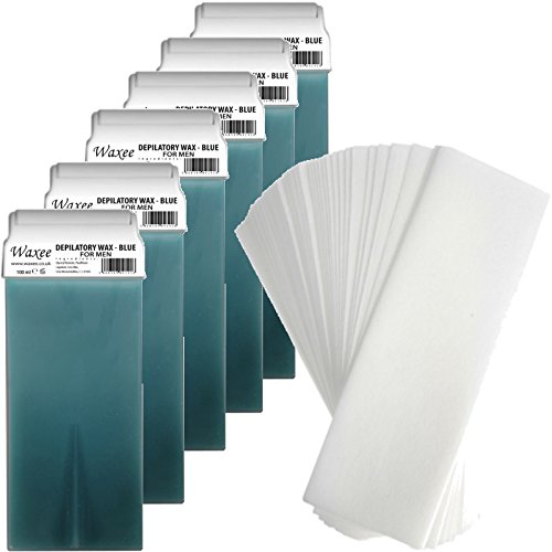 6x 100ml Roller ROLL ON WAX CARTRIDGE + 100 strips Body & Leg waxing set kit HOT (FOR MAN)