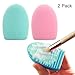 Honearn 2PCS Brushegg Portable Makeup Brush Cleaner Silicone Pink & Green