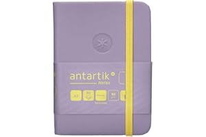 Antartik CUADERNO CON GOMILLA NOTES TAPA DURA A7 HOJAS LISAS MORADO Y AMARILLO 80 HOJAS 80 GR FSC