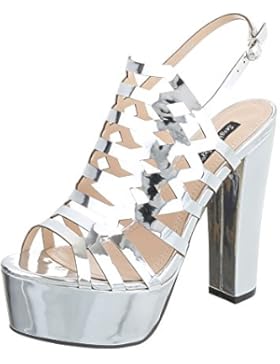 High Heel Sandaletten Damenschuhe Plateau Pump High Heels Schnalle Ital-Design Sandalen / Sandaletten