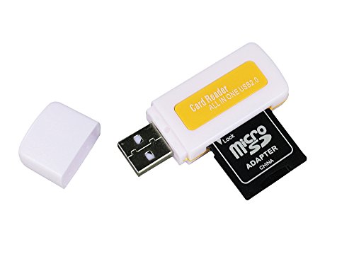 COM-FOUR® All in One Kartenleser USB 2.0 Stick SD SDHC Micro MS M2 TF Mini SD MS Pro (2er Set: Weiß/Gelb/) - 4