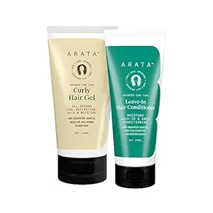 Arata Advanced Curl Care Duo| Leave-In Conditioner (100 ML) & Advanced Curl Care Hair Gel For Curly Hair (150 ML) | Intensely Moisturises & Conditions | All-Season Curl Definition & Hold | Curly Hair Product