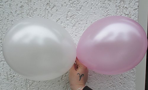 50 x Luftballons je 25 Pink / Rosa Metallic und Weiß Metallic – ca. Ø 28cm – 50 Stück – Ballons als Deko, Party, Fest – Farbe Weiß & Pink – Helium geeignet – twist4® - 2