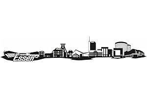 Samunshi® Essen Skyline Wandtattoo Sticker Aufkleber Wandaufkleber City Gedruckt Essen 120x22cm schwarz
