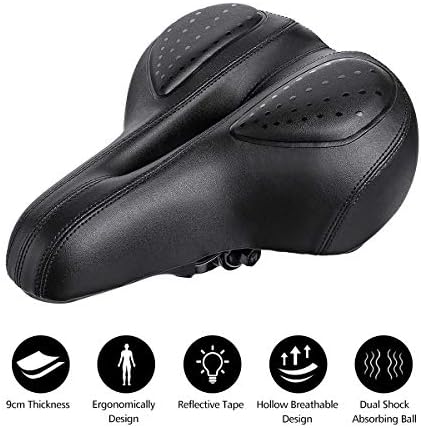 Outerdo bicycle saddle, ergonomic padding made of silica gel, good elasticity with safety band for city bike, trekking bike, men and women.
