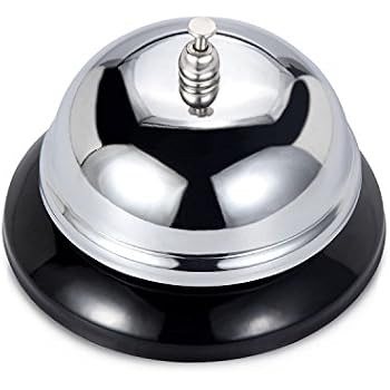 OFKPO Cloche De Table Acier Inoxydable Argentée – Sonnette Manuelle Claire Et Forte Pour Hôtel, Restaurant, École Ou Maison