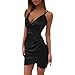Produktbild Btruely Kleid Damen Sommer V-Ausschnitt Minikleid Frau Stretch Etuikleid Bleistiftkleid Mini Kleid Sexy Partykleid Ballkleid Ärmellos Abendkleid (M, Schwarz)