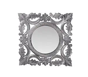 The Urban Store Decorative Hand Crafted Wooden Mirror Frame in Distressed Grey Finish (20